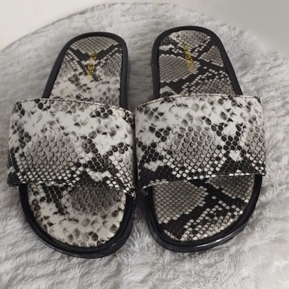 Bamboo "Riley" Faux Snakeskin Woman's Slides Sandals